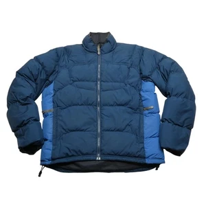 REI Down Jacket Mens Large Blue Two Tone Puffer Insulated Full Zip Zip-In System - Picture 1 of 9