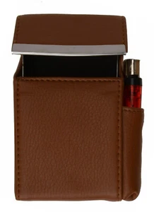 Estuche rígido de cuero con tapa abatible para encendedor de cigarrillos rojo soporte para humo hombres mujeres - Imagen 1 de 10