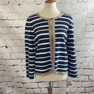 Charter Club Pullover Damen Größe XL Strickjacke gestreift marine weiß gold maritim - Bild 1 von 12