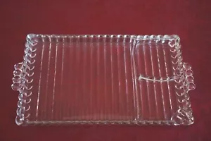 Retro Hazel Atlas Clear Beaded Glass Luncheon Plates: SET OF 4 - Picture 1 of 2