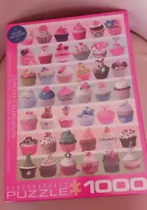 PRETTY ! NEW/SEALED 1,000 PIECE "CUPCAKE CELEBRATION" PUZZLE+ RECIPES ON BACK - Picture 1 of 5