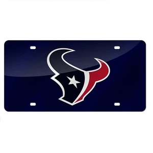 Houston Texans Blue Mirrored Laser Cut License Plate Laser Tag - Picture 1 of 1