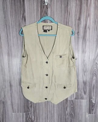 Chaleco Street Wear Carole Little Caqui Utilitario Seda Botón Frontal Mujer Talla 8 Foto 1 de 4