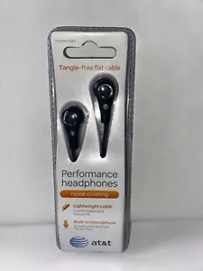 AT&T PEBM01- GRY Stereo In-Ear Earbuds with Microphone and Tangle-Free Cable NEW - Picture 1 of 4