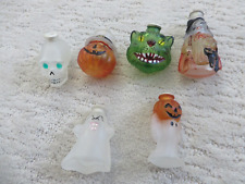 Vintage Old World Halloween Glass Light Covers Set of 6 Pumpkin Witch Skull