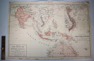 1883 MAP OF SOUTH-EASTERN ASIA AND NORTHERN AUSTRALIA Tonquin Annam Cochin China - Picture 1 of 9