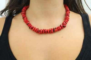 Chip Coral Necklace, Coral Choker, Red Coral, Natural Coral Necklace - Bild 1 von 5