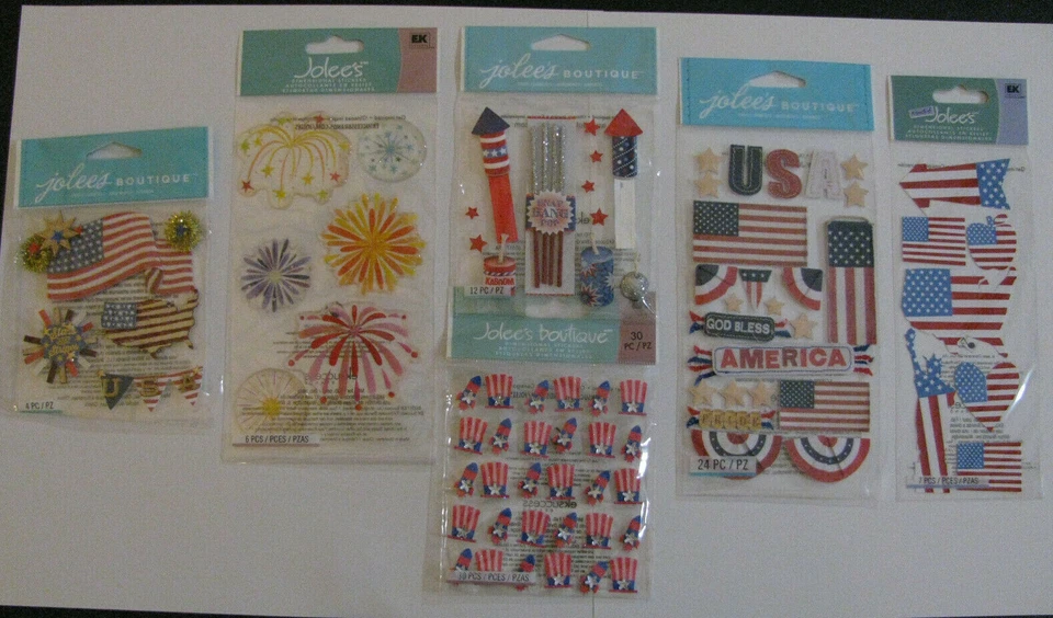 Pegatinas Jolee's 4 de julio, EE. UU., Banderas, Estrellas Tú ELIGE NUEVAS EN PAQUETE Foto 1 de 1