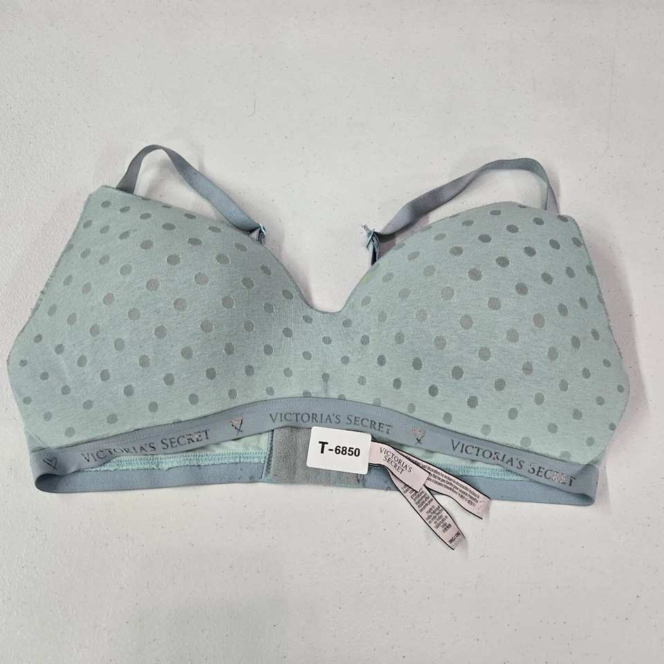 Victoria Secret Mujer Sujetador 36C Azul Lunares Inalámbrico Camiseta Ligeramente Forrada Foto 1 de 4