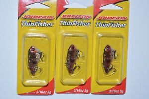 3 lures johnson thinfisher blade bait vibrating action 3/16oz chrome trout