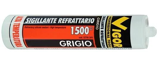 MASTICE SIGILLANTE SILICONE REFRATTARIO ALTA TEMPERATURA GRIGIO 1500°C PER FORNI - Immagine 1 di 4