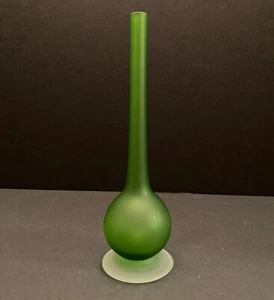 Carlo Moretti Rosenthal-Netter Satinato Glas Vase Murano Italien 9,5" grün MCM - Bild 1 von 11