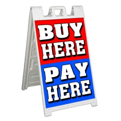 Letrero de acera Buy Here Pay Here Signicade 24x36 A Frame doble cara Foto 1 de 4