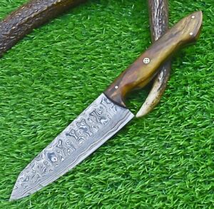 CUSTOM HANDMADE FORGED DAMASCUS STEEL PROFESSIONAL CHEF KNIFE KITCHEN KNIFE 6684