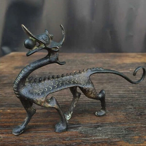 Antigua Excelente Dinastía Dragón Antigua China Raro Bronce Portaplumas Estatua - Imagen 1 de 8
