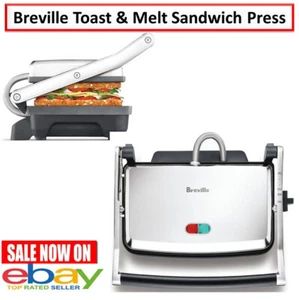 Breville 2 Slice Sandwich Press Stainless Steel Bagel Muffin Toastie Jaffle Make - Picture 1 of 7