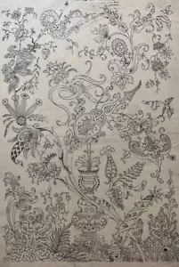 Antiguo Dibujo Original Planta con Flores Botánicas, Floral Siglo XIX - Imagen 1 de 8