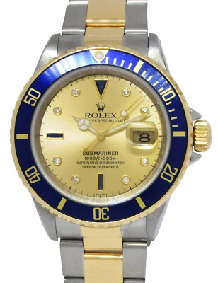 Reloj Rolex Submariner Oro Amarillo 18k/Acero Serti Diamante Dial 40mm A 16613 Foto 1 de 4