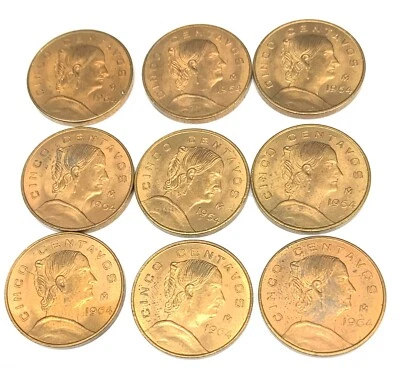 #C4530 MONEDAS DE MÉXICO, 5 CENTAVOS Unc.  (9 MONEDAS TODAS IGUALES) Foto 1 de 2