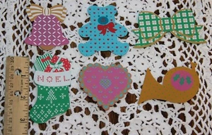 ✅6 Lot Holiday Christmas Metal Magnets Bell Teddy Bear Bow Stocking Heart Horn - Picture 1 of 2