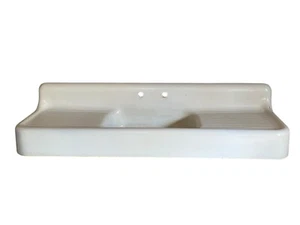 Vintage Cast Iron Porcelain Farmhouse Sink High Back Apron Front 78” - Picture 1 of 6