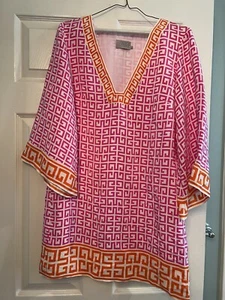 Alice & Trixie Silk  Pink & Orange Tunic Dress Sz Large - Picture 1 of 8