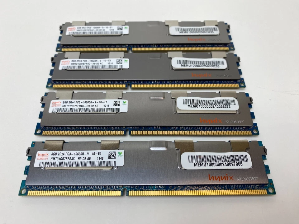 hynix 32GB 2Rx4 PC3 10600R-9-10-E1 Memory (4x8GB) HMT31GR7BFR4C-H9 D2 AE - Image 1 of 1