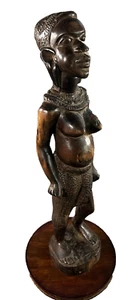 African Women Hand Hand Carved Wood Statue Figure Large 19” Vintage Detailed - Picture 1 of 17