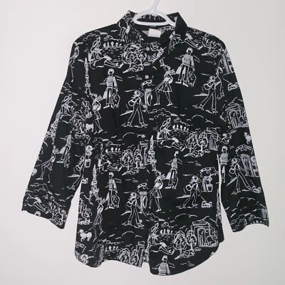 Camisa feminina vintage Stonebridge com botões tamanho 16 estampa total - Imagem 1 de 4