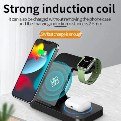 3 in 1 Wireless Charging Dock Station for Apple Watch iPhone 17 16 15 14 13 12 - Image 1 of 4