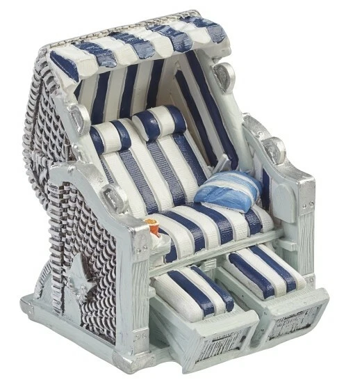 Miniatur Strandkorb blau weiss 7 cm Figur Deko Urlaub Ferien Ostsee Mini  - Bild 1 von 1
