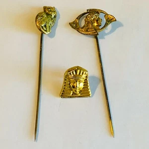 Lot of 2 vintage stick pins and one king tut tie tack or pin - Picture 1 of 9