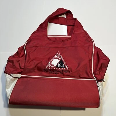 Delta Sigma Theta Black Sorority Red Tote Weekend Bag Some Spots - Image 1 of 4