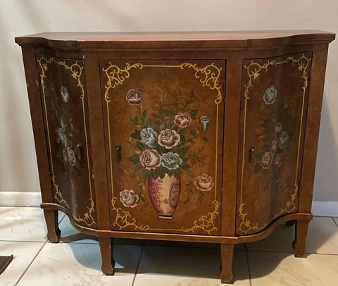 Painted Demi Lune Commode Server Cabinet Cover