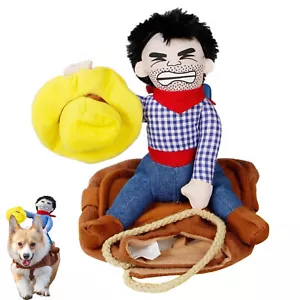 Dog Cowboy Outfit Clothes Rider Costumes Halloween Clothes Pet Supplies S-XL - Picture 1 of 12