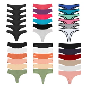 6 Pack Womens Seamless Thongs Panties Cotton Underwear Lingerie Panty Lot - Picture 1 of 23