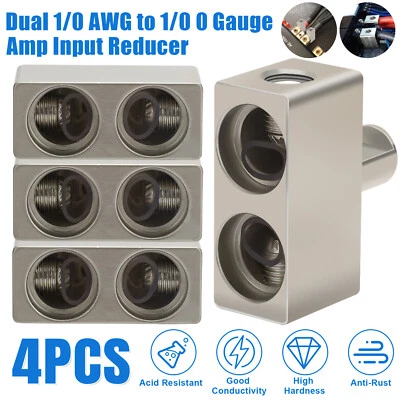 OCTODER 4x Car Audio Power Ground 1/0 AWG to 1/0 0 Gauge Offset Amp Input Reducers Set