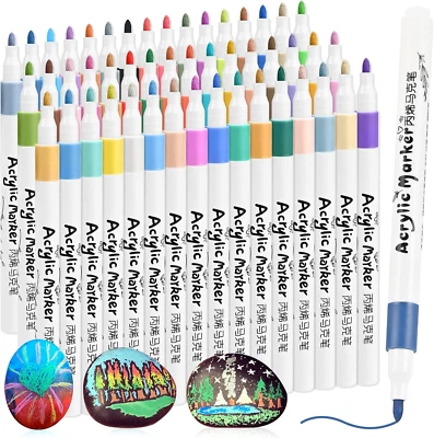 48 Farben Acrylstifte Für Steine Zum Bemalen, Acrylstifte Für Steine Wasserfest  - Bild 1 von 4