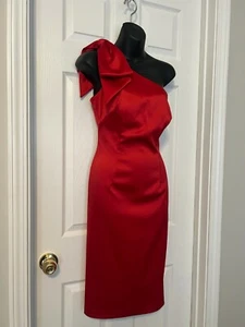 Eliza J rotes satiniertes One-Shoulder-Midikleid Abend/Anlass - Bild 1 von 10