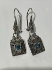 Sarda Blue Topaz Earrings, Sterling Silver, French Wire, Dangle