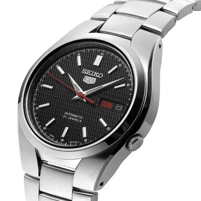 Seiko 5 Automatic Black Dial Stainless Steel Bracelet Men’s Dress Watch SNK607K1 - Image 1 of 4