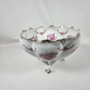 Steinmann Germany "Bridal Rose a la France" footed bowl Floral Gold Color Trim - Picture 1 of 14