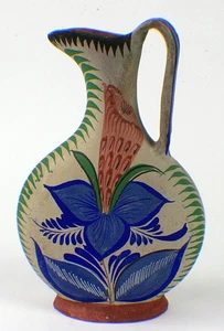 Tonala mexikanische Vase Volkskunst handbemalt Ton Vintage Keramik 13" unbrüniert - Bild 1 von 8