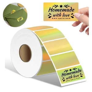 Etiqueta Térmica Holográfica Dorada 2.25"x1.25" Pegatinas Gracias Navidad Código de Barras Precio - Imagen 1 de 7