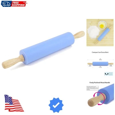 Rodillo compacto de silicona para hornear - Herramienta de cocina esencial de 12" en azul Foto 1 de 4