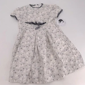 Sarah Louise England Girls Grey Floral Dress Size 7 NEW - Picture 1 of 4