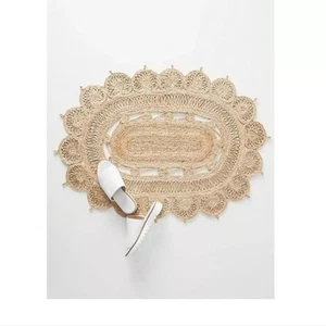 Anthropologie Spiraled Handcrafted Jute Doormat NEW - Picture 1 of 3