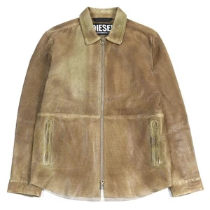 DIESEL L-CLIME Lammfell Logo Zip Fade perforierte Lederjacke Gr. 48 Herren - Bild 1 von 10