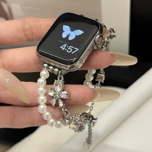Correa de moda de metal diamante floral compatible para Apple Watch S9/8/7/6/5/4/SE - Imagen 1 de 16