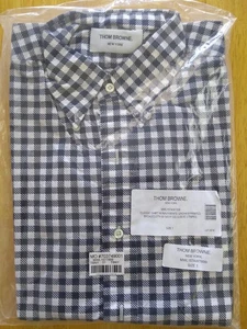 NWOT Thom Browne Blue Shepherd  Check Grosgrain Sleeve Stripes TB1 14.5-32 - Picture 1 of 7